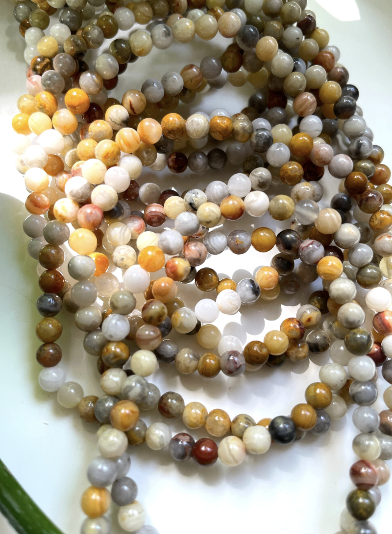 Crazy Lace Agate Bracelet | 4mm Beads
