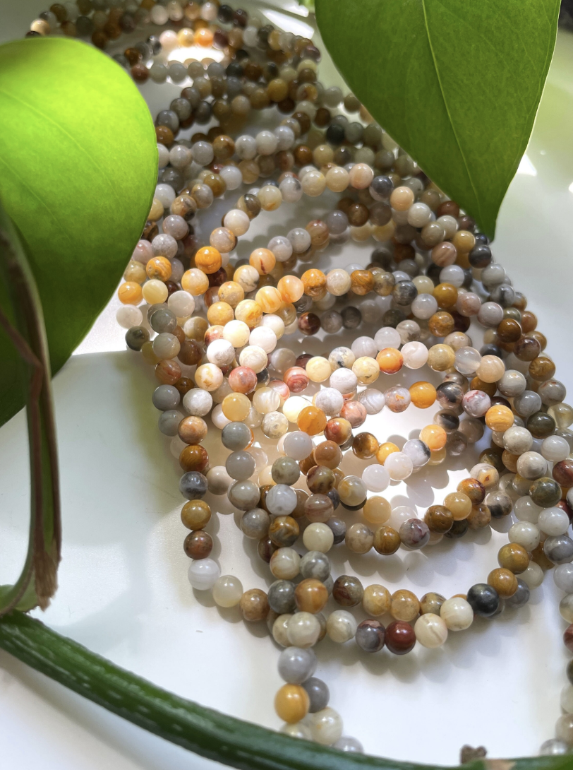Crazy Lace Agate Bracelet | 4mm Beads