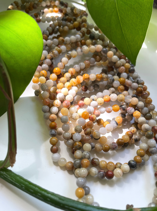 Crazy Lace Agate Bracelet | 4mm Beads