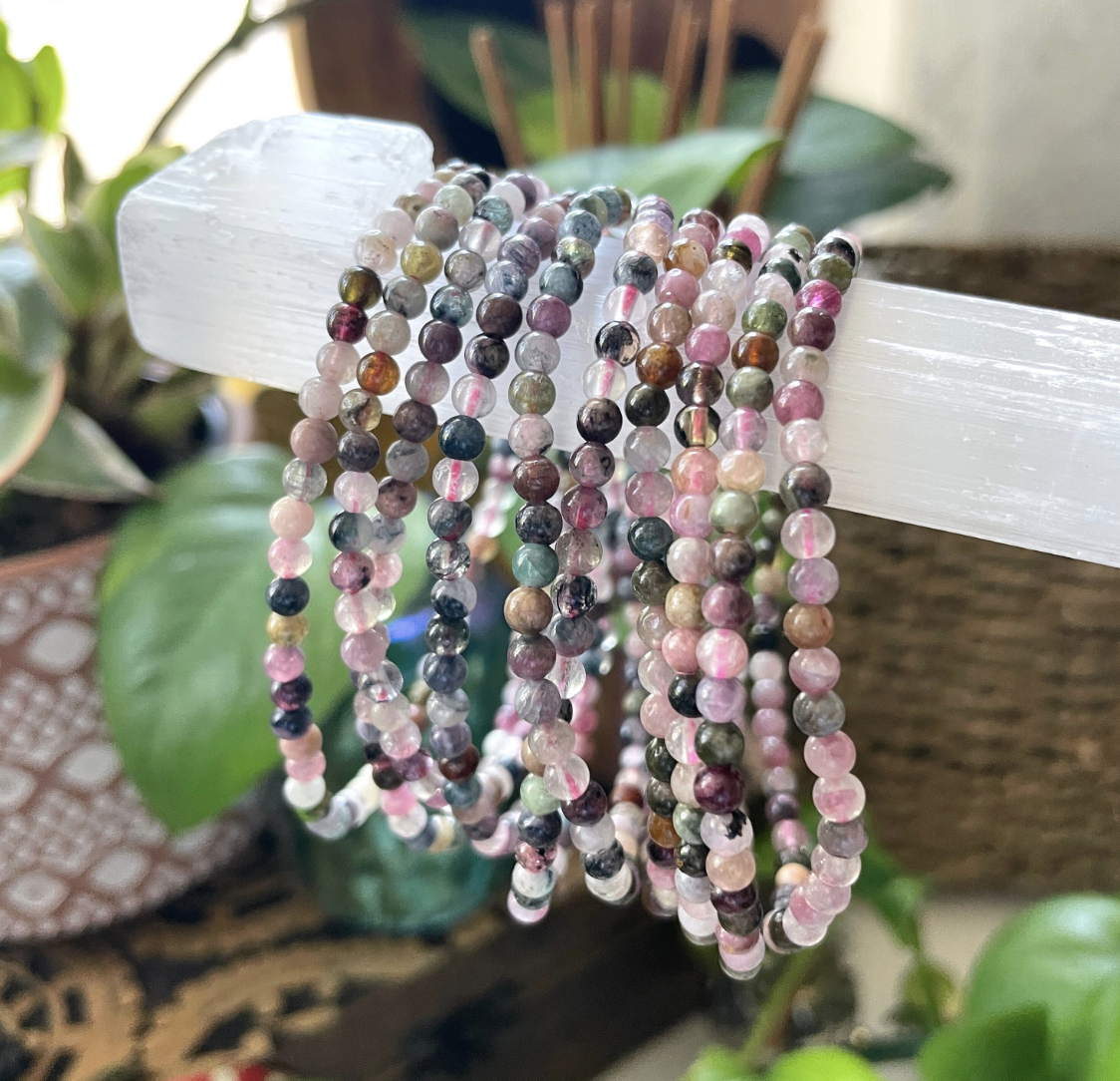 Watermelon Tourmaline Bracelet | 4mm Beads