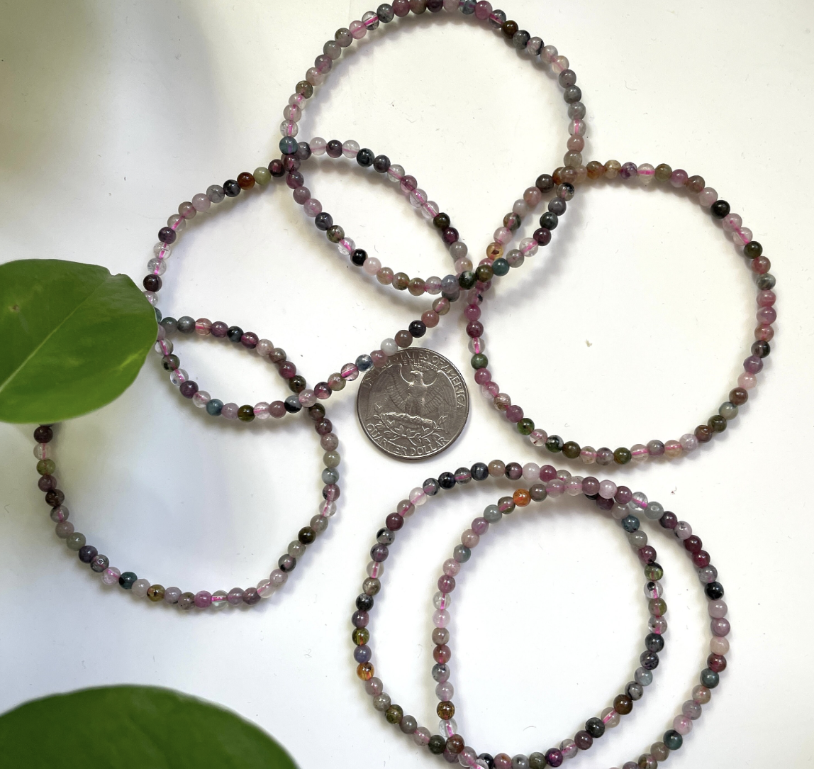 Watermelon Tourmaline Bracelet | 4mm Beads