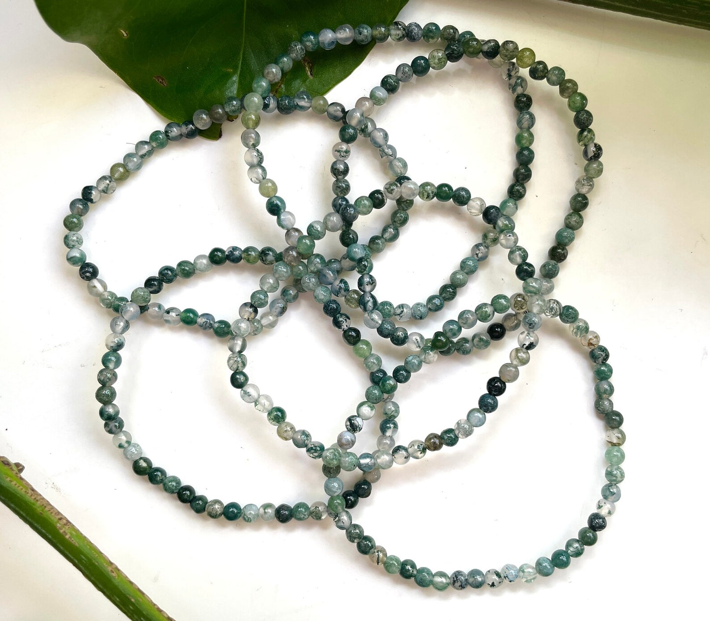 Moss Agate Bracelet | 4mm Beads