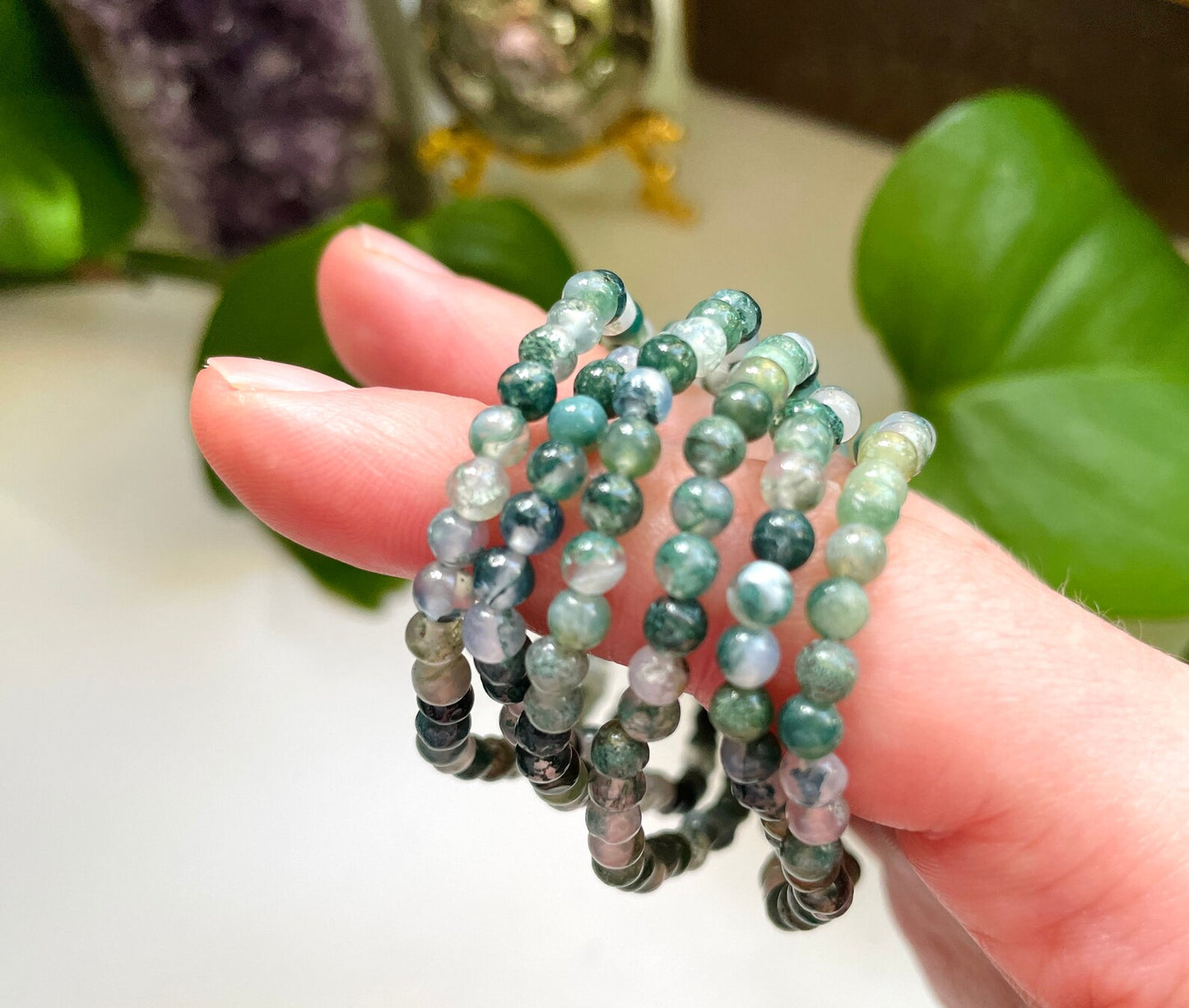 Moss Agate Bracelet | 4mm Beads