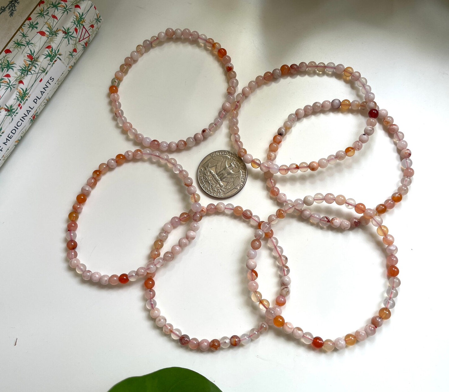 Flower Agate Crystal Bracelet | 4mm Beads
