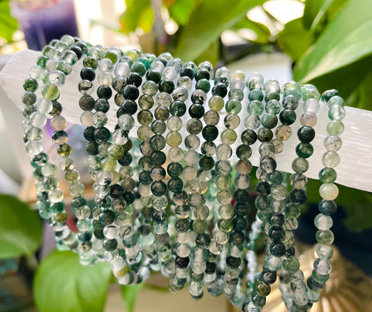 Moss Agate Bracelet | 4mm Beads