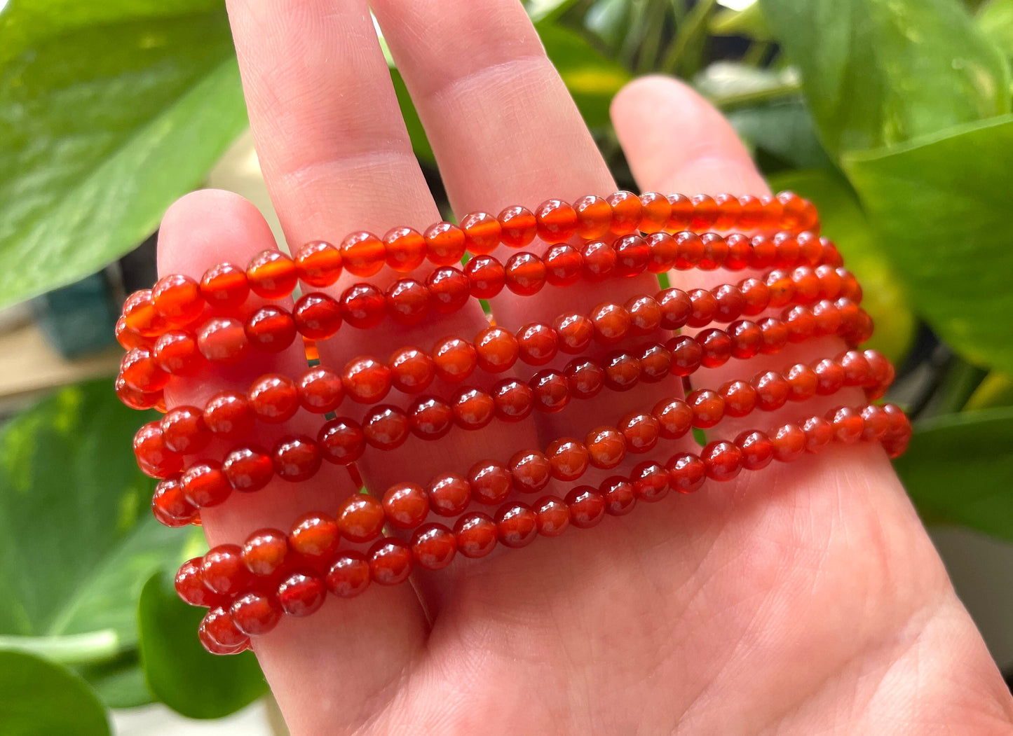 Carnelian Crystal Bracelet | 4mm Beads
