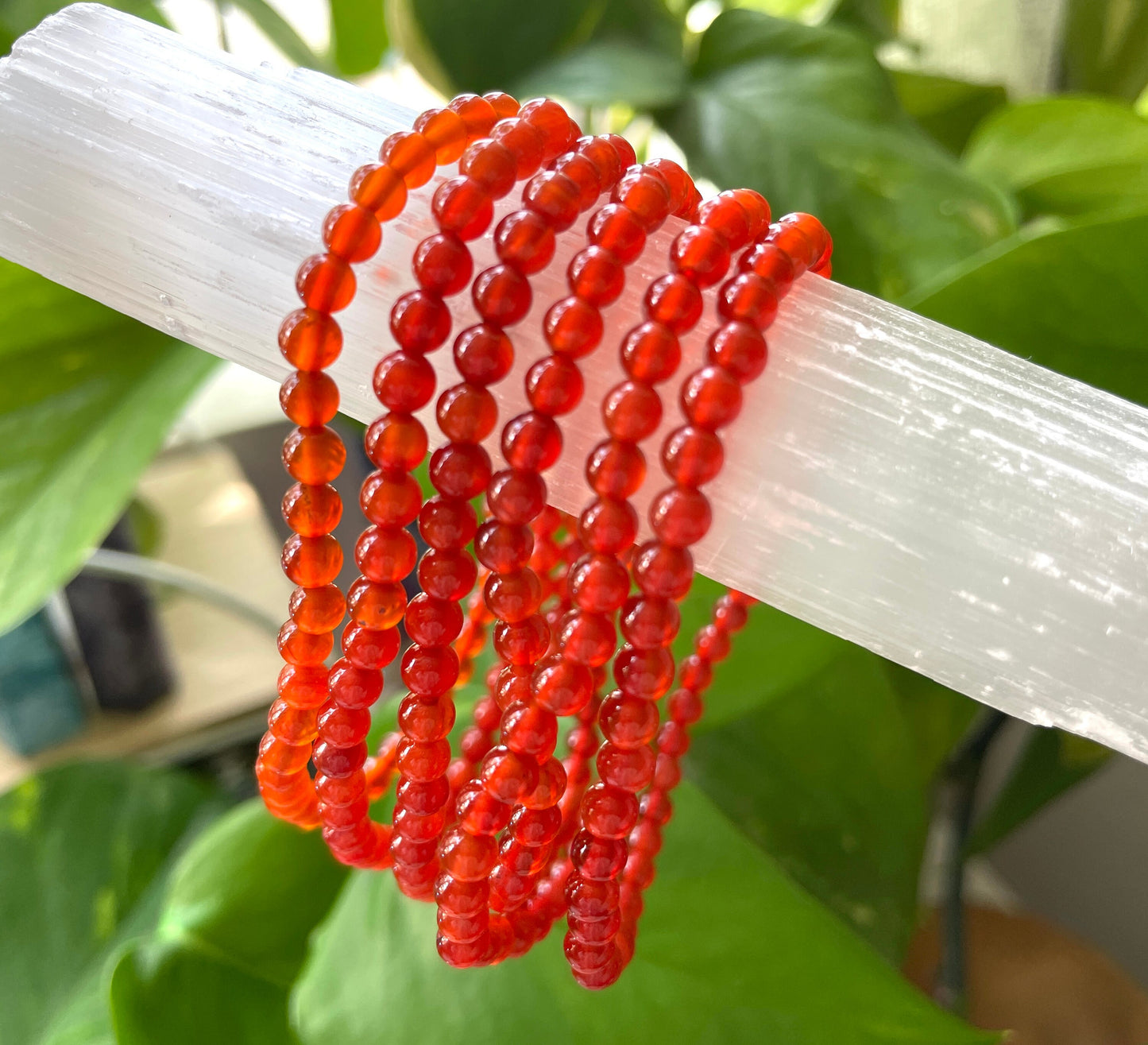 Carnelian Crystal Bracelet | 4mm Beads