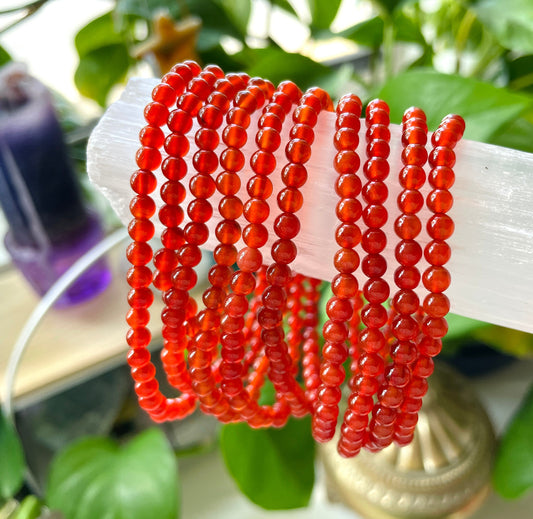Carnelian Crystal Bracelet | 4mm Beads