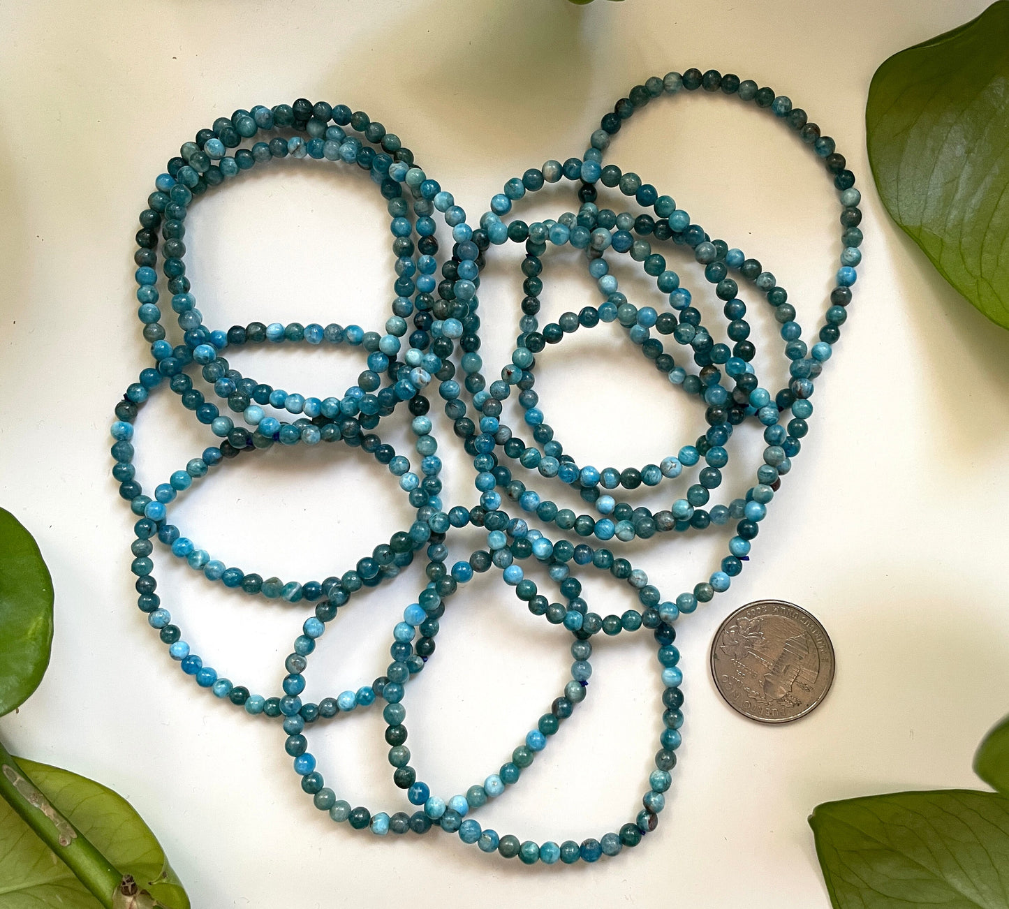 Blue Apatite Crystal Bracelet | 4mm Beads