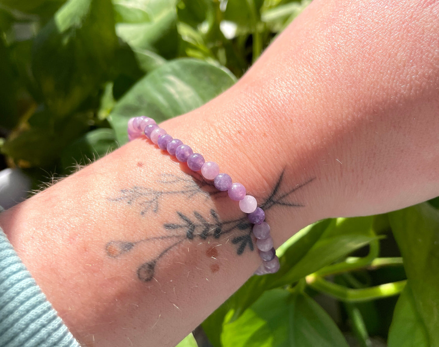 Lepidolite Crystal Bracelet | 4mm Beads