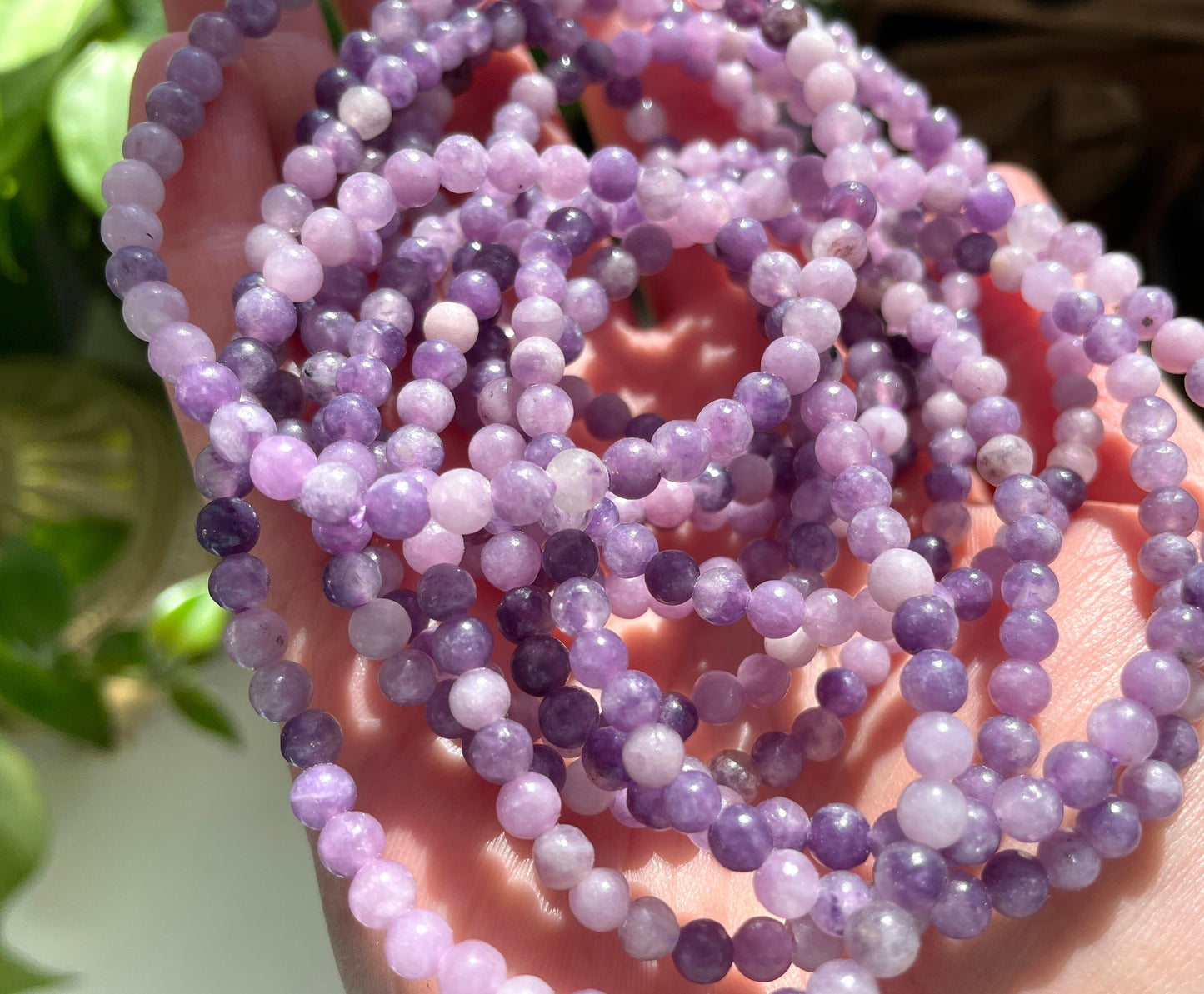 Lepidolite Crystal Bracelet | 4mm Beads