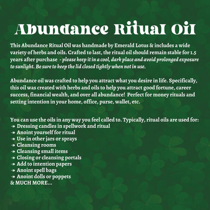 Abundance Ritual Oil (made by emerald lotus)