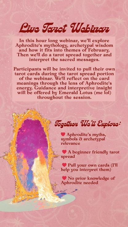 PRESALE: The Mirror of Aphrodite — Live Tarot Webinar Feb 10