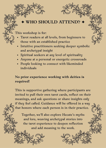 PRESALE: Hecate at the Crossroads — Live Deity Tarot Workshop