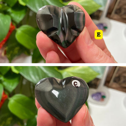 Rainbow Obsidian Heart Butterfly Carving (Choose Your Own)