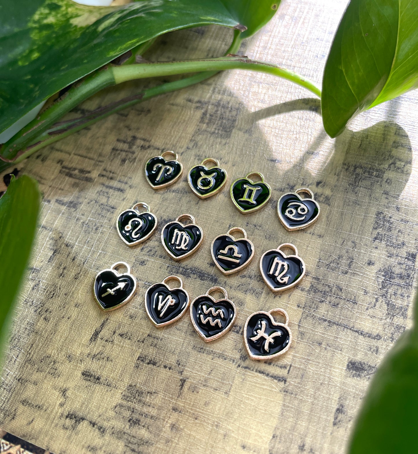 12 Astrology Zodiac Signs Charm Pack (Black Heart)