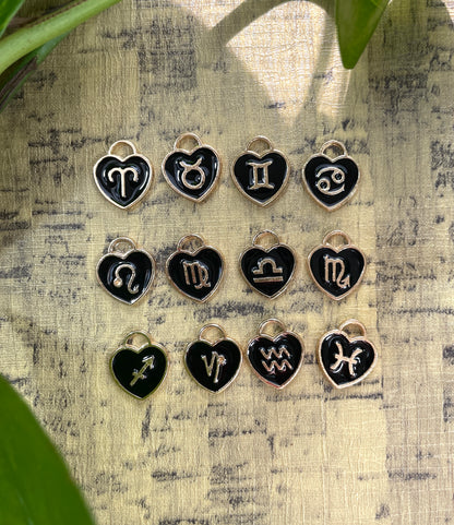 12 Astrology Zodiac Signs Charm Pack (Black Heart)