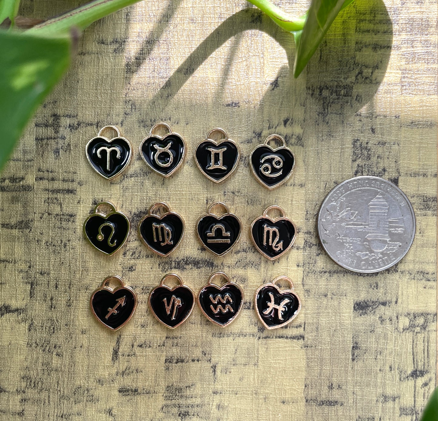 12 Astrology Zodiac Signs Charm Pack (Black Heart)