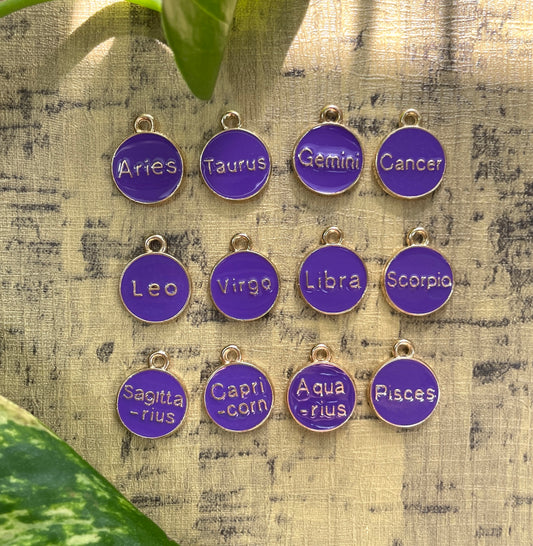 12 Astrology Zodiac Signs Charm Pack (Purple)