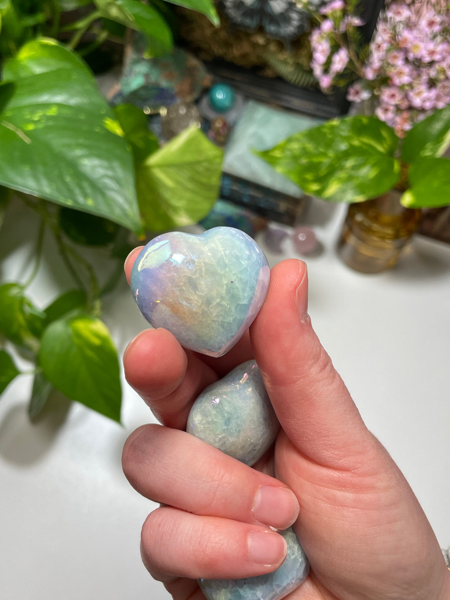 Aura Calcite Heart Carving