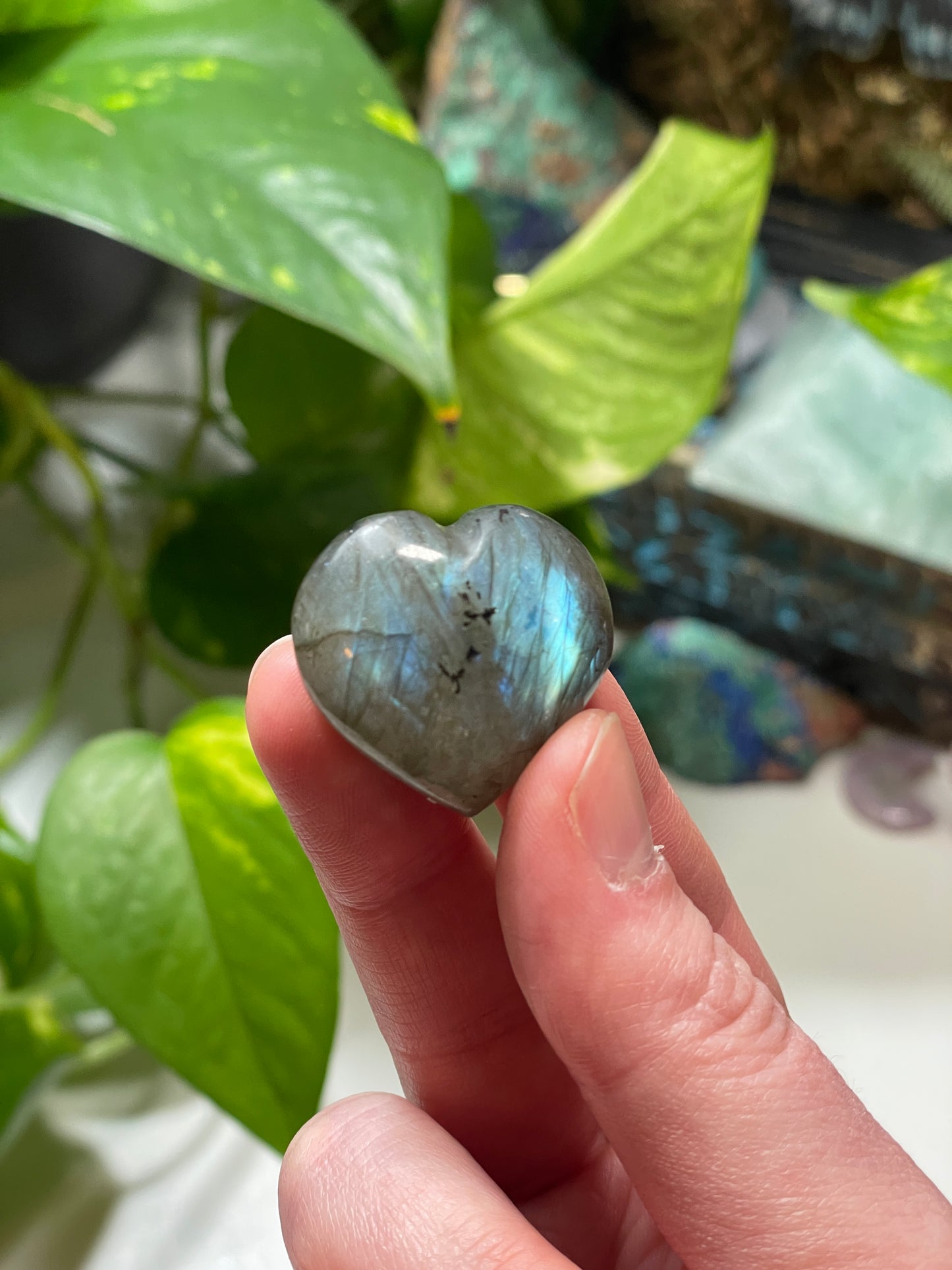 Labradorite Heart Carving