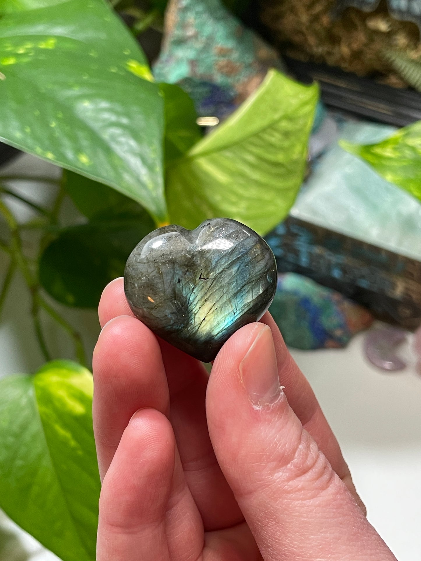 Labradorite Heart Carving