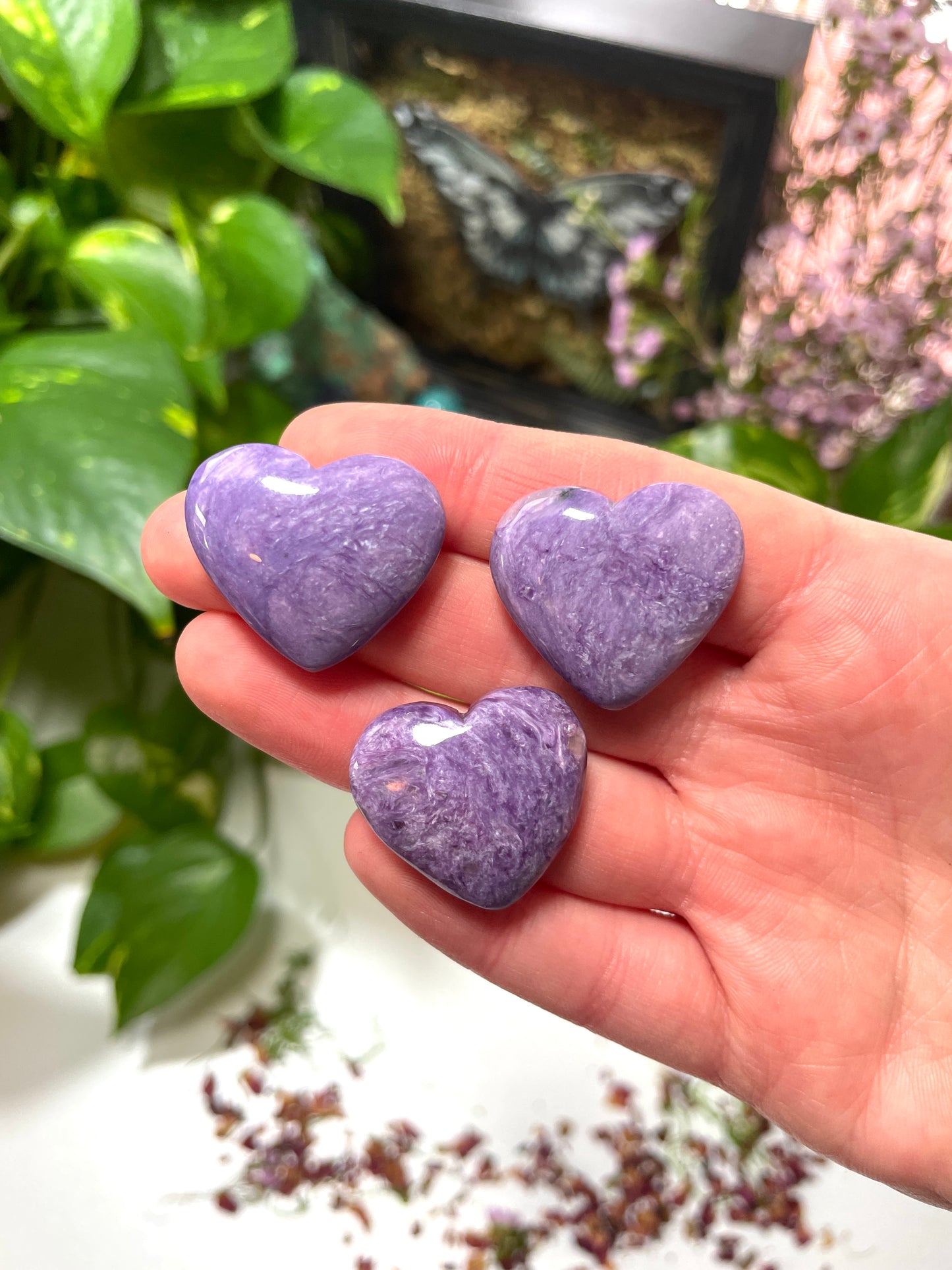 Charoite Heart 1" Flat Back