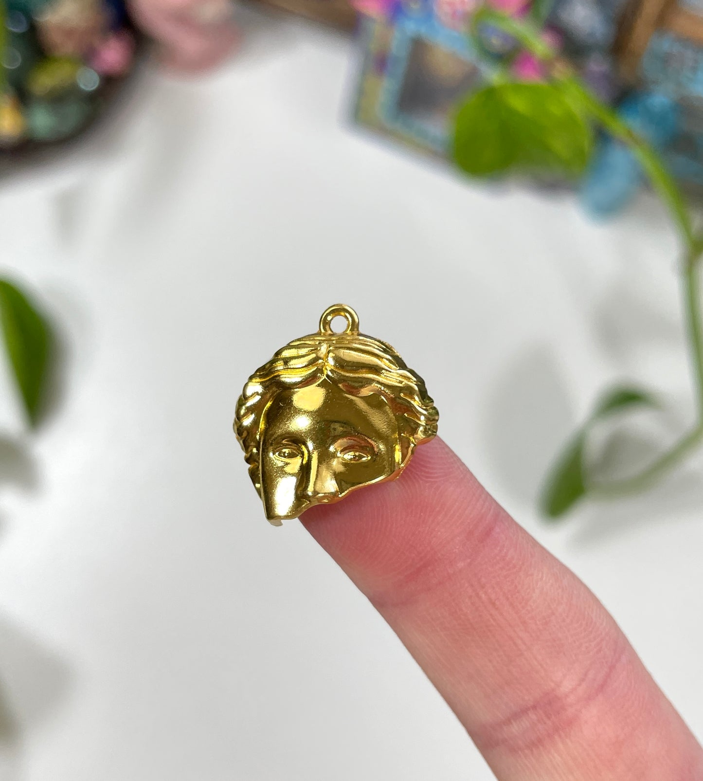 Ancient Muse Gold Face Charm