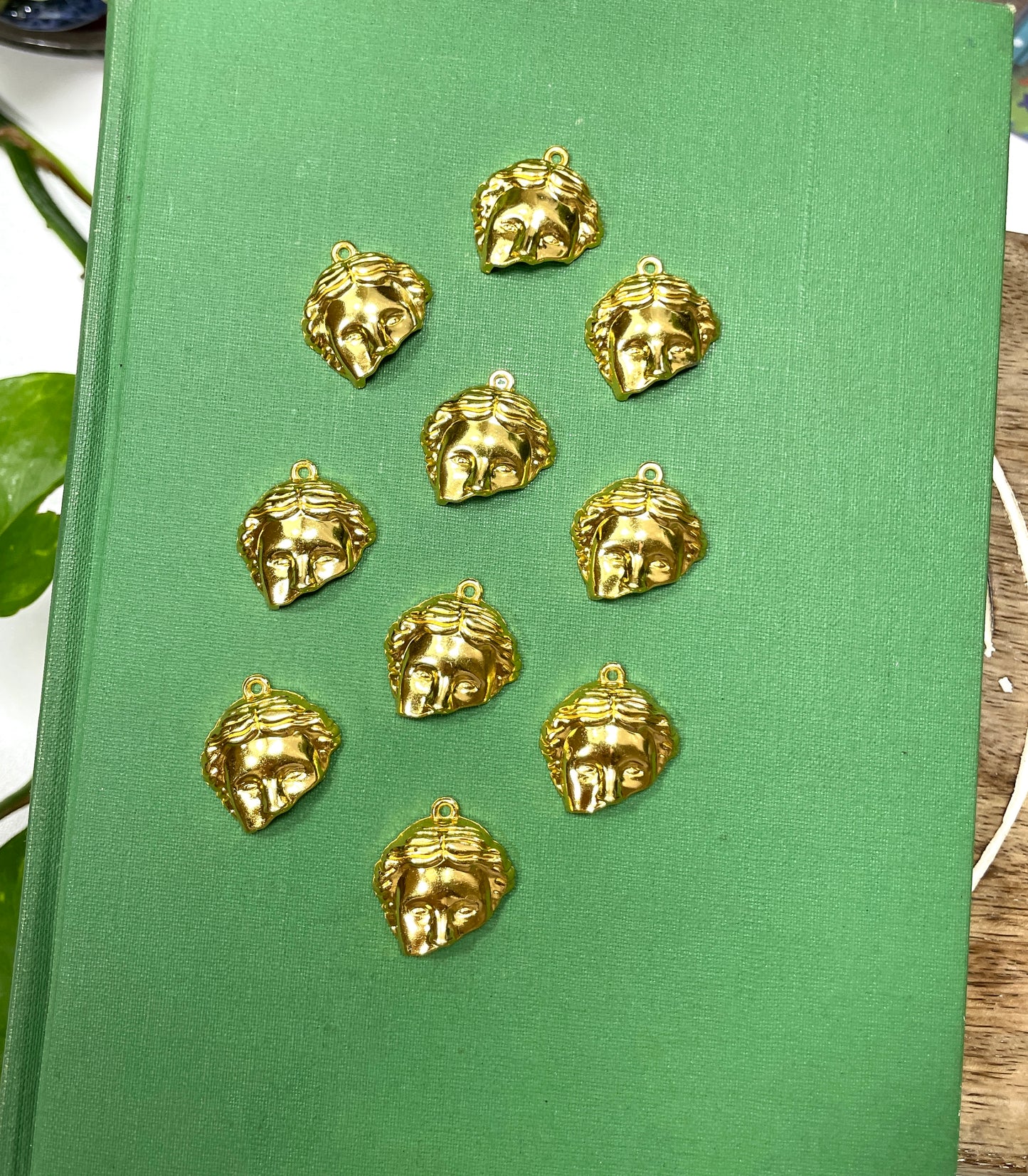 Ancient Muse Gold Face Charm