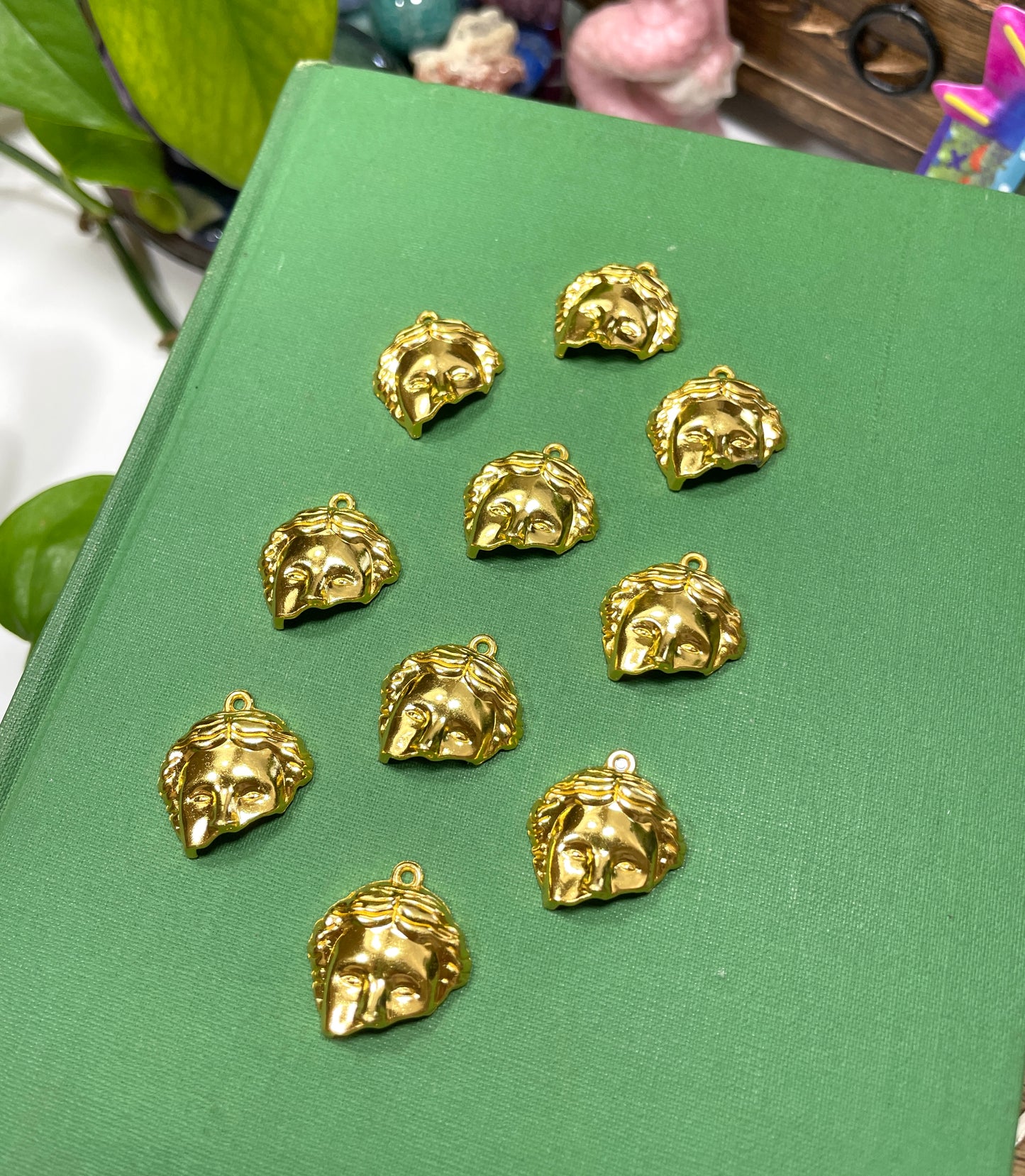 Ancient Muse Gold Face Charm