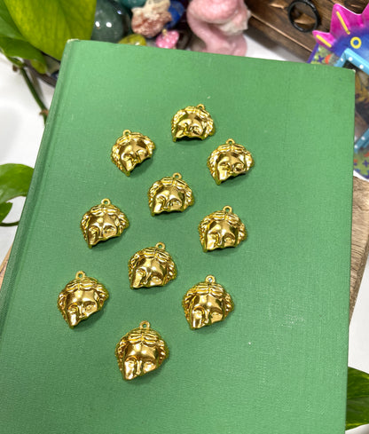 Ancient Muse Gold Face Charm