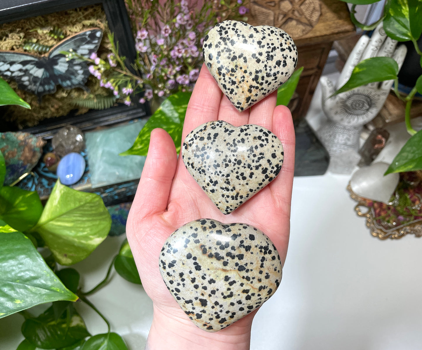 Dalmatian Jasper Heart Carving