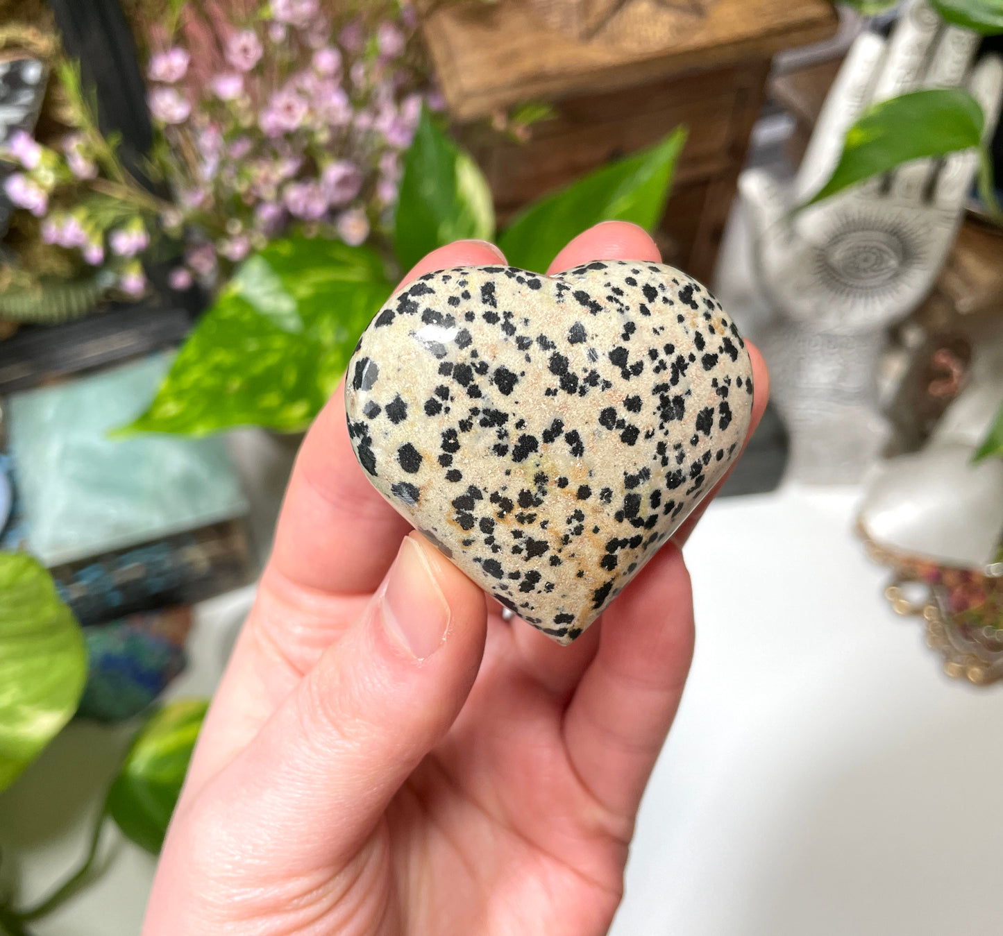 Dalmatian Jasper Heart Carving