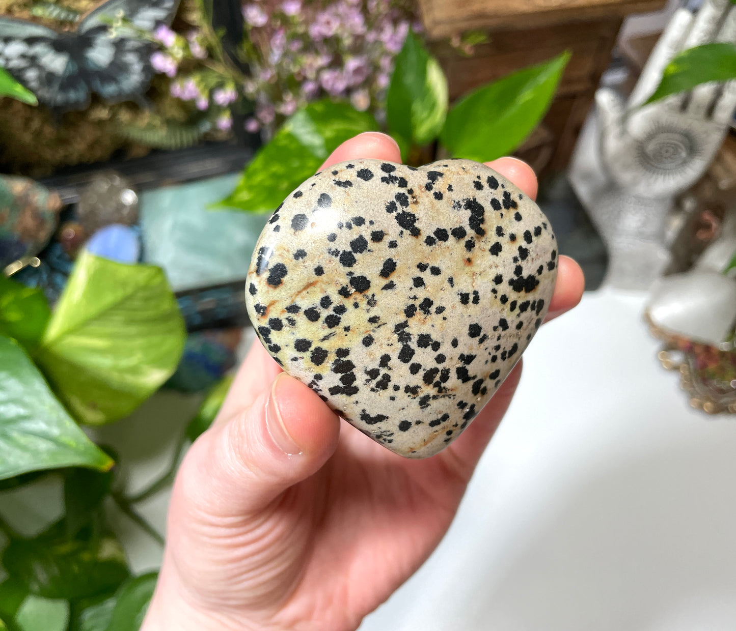 Dalmatian Jasper Heart Carving