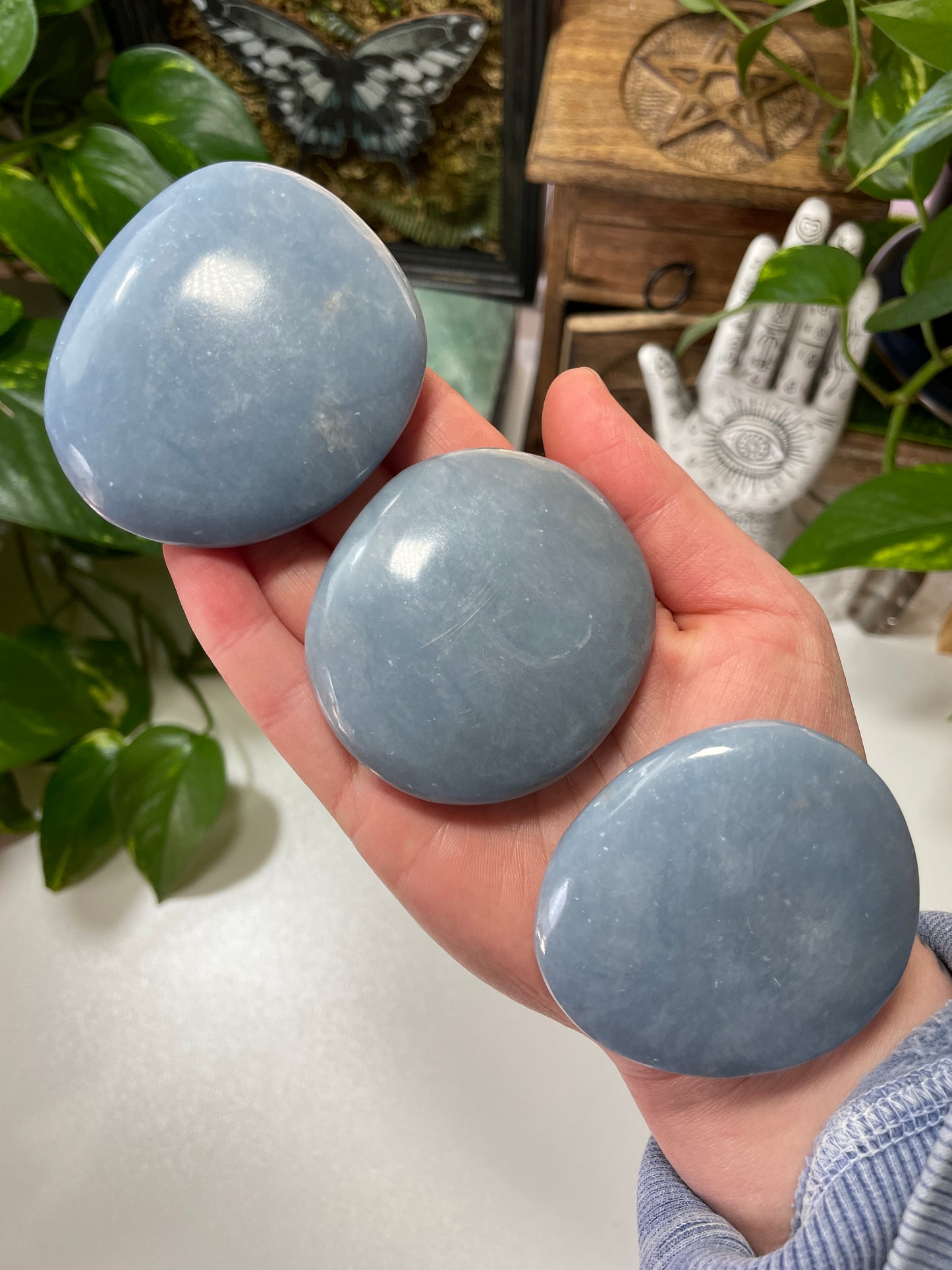 Angelite Palm Stone