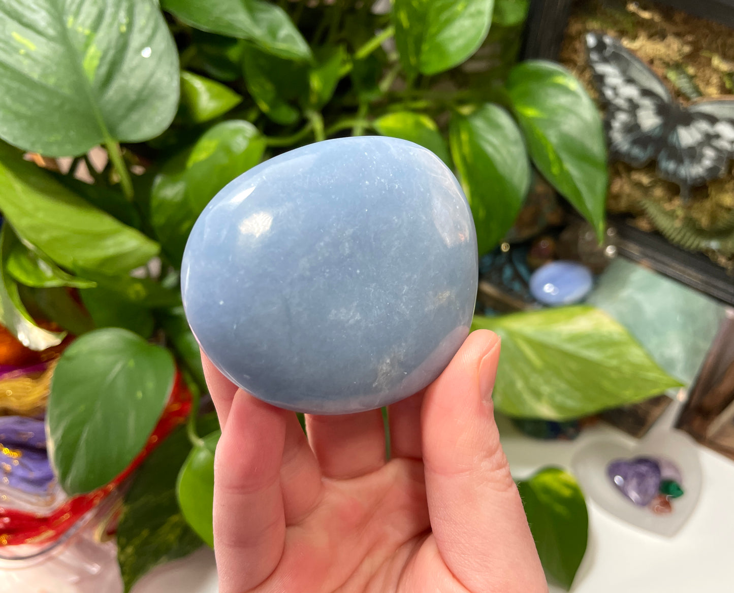 Angelite Palm Stone