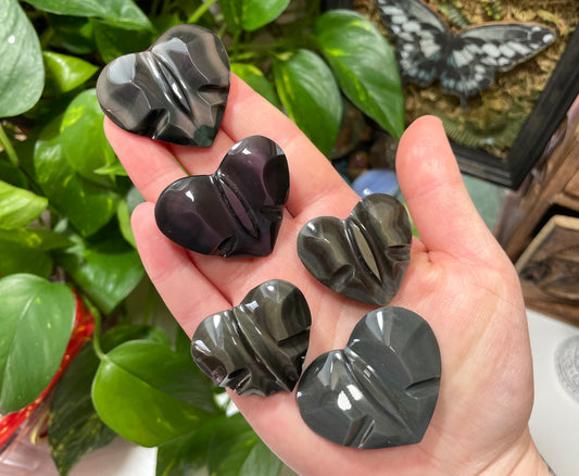 Rainbow Obsidian Heart Butterfly Carving (Choose Your Own)