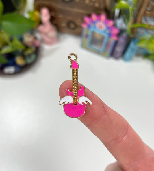 Winged Guitar Charm