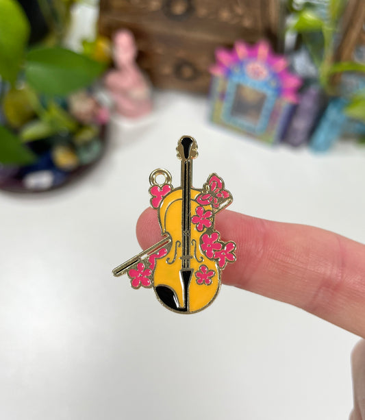 Floral Violin Charm