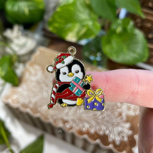 Penguin with Gifts Charm