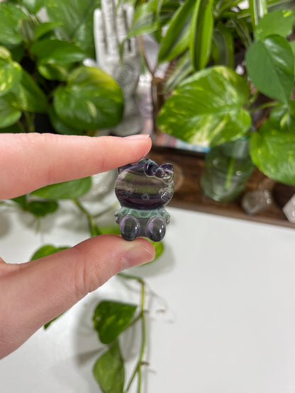 Rainbow Fluorite Kitty Carving