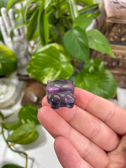 Rainbow Fluorite Kitty Carving