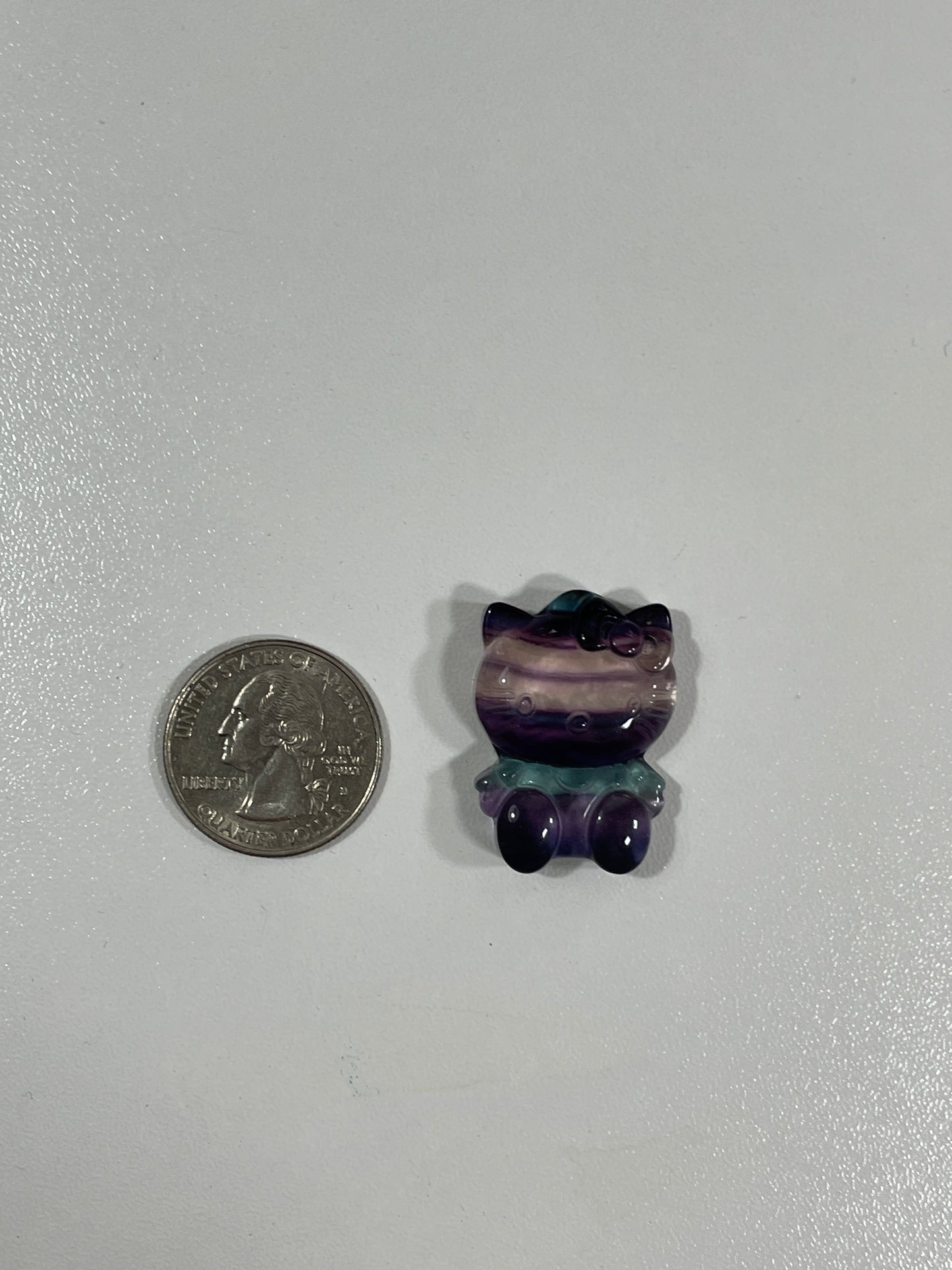 Rainbow Fluorite Kitty Carving