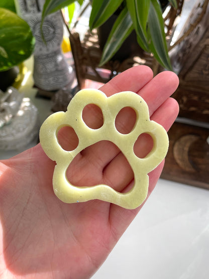 Yellow Serpentine Dog Paw Carving