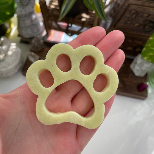 Yellow Serpentine Dog Paw Carving