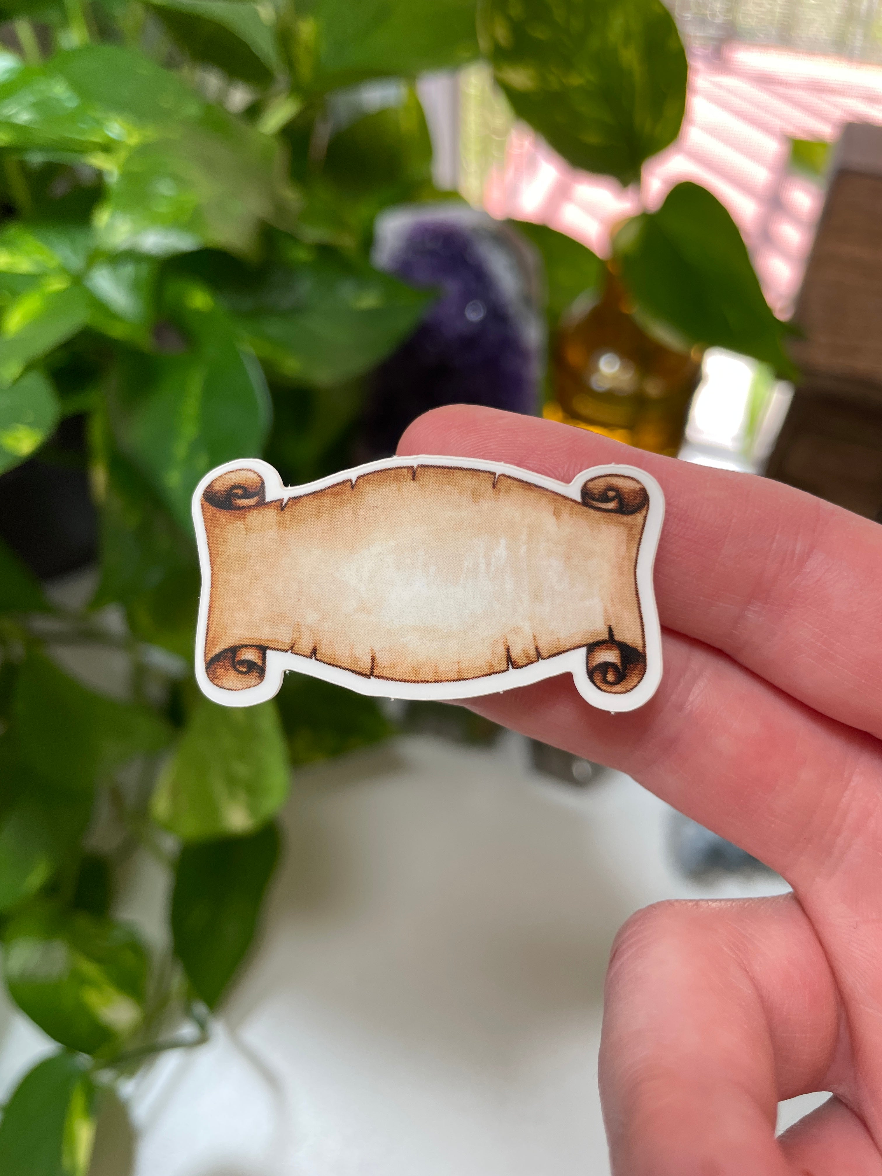 Blank Scroll Sticker β Emerald Lotus