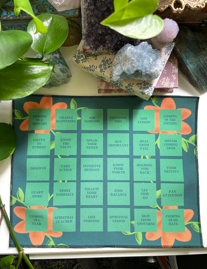 Orange Flower Green Grid Casting Cloth