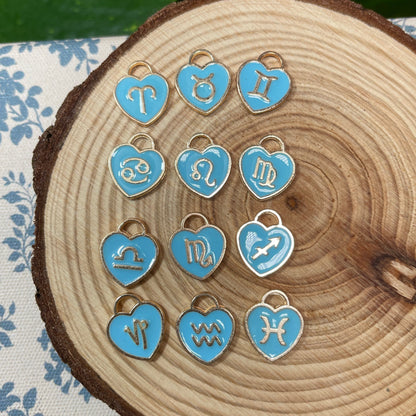 12 Astrology Zodiac Signs Charm Pack (Blue Heart)