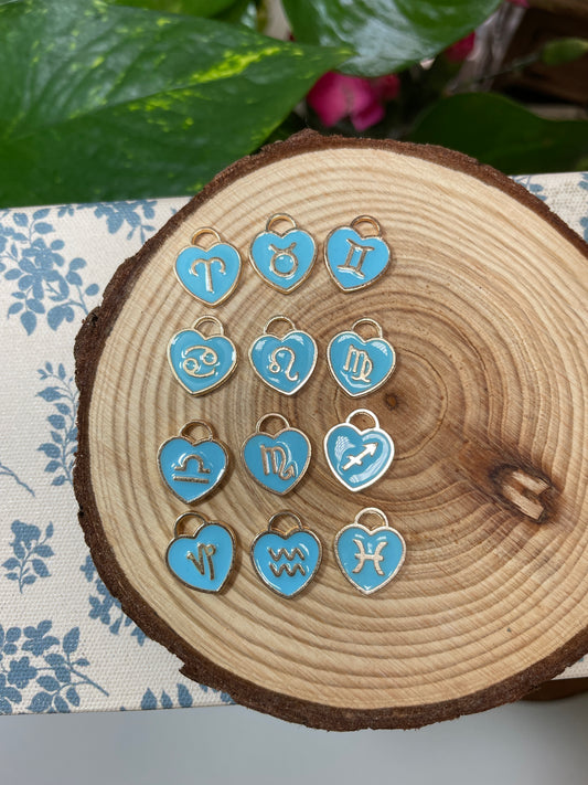 12 Astrology Zodiac Signs Charm Pack (Blue Heart)