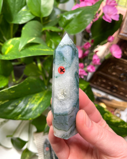 Moss Agate Crystal Point